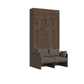 Cama Abatible 120 Vertical Kentaro Sofà Con Módulo A Pared Superior Nogal