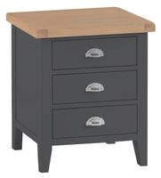 eden oak and grey extra large 3 drawer bedside table