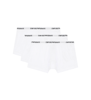 Emporio Armani para hombre. EM000259_AF14132 Set 3 Bóxers de punto elástico de algodón Essential blanco (S), Homewear