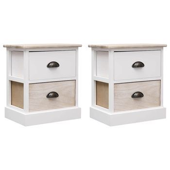 Mesita De Noche 38x28x45 Cm Madera - Blanco