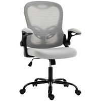homcom silla de oficina ergonomica sillon de oficina de malla reposabrazos abatibles altura ajustable funcion de balanceo gris   aosom espana