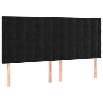 Cabecero Cama Mueble De Dormitorio Con Luces Led Terciopelo 160 X 5 X 118/128 Cm Negro M02_0002712