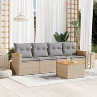 conjunto de sofas jardin con cojines beige mezcla 5 uds  mueble jardin mesa y sillas ratan pe cfw204976