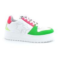 balada deportivas moda sneaker queen low platform white pink fluo green 2sd3493 para mujer