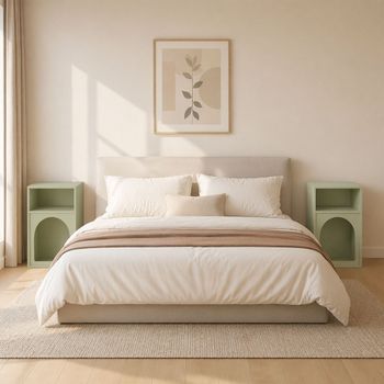 Mesita De Noche De Mdf Homcom 40x30x60 Cm Verde Claro