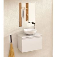 mueble bano suspendido 495cm blanco lavabo redondo espejo bellobath