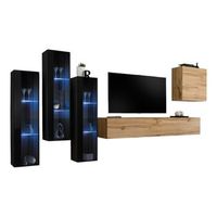 conjunto de muebles para sala switch xiii diseno mural color roble wotan y negro