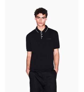 A|X Armani Exchange para hombre. XM001557AF10363UC001 Polo Elástico negro (XS), Casual, Algodón, Manga corta