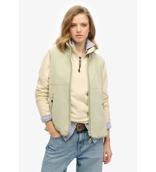 Superdry para mujer. W5011913A Chaleco con forro polar Active verde (L), Casual, Poliéster