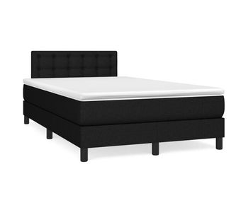 Cama box spring con colchón tela negro 120x200 cm botones