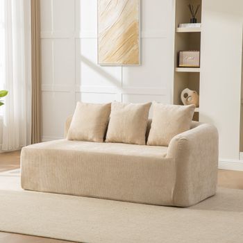 Sofá Modular De Compresión - Mueble De 3 Plazas - Chenilla - Caqui Claro