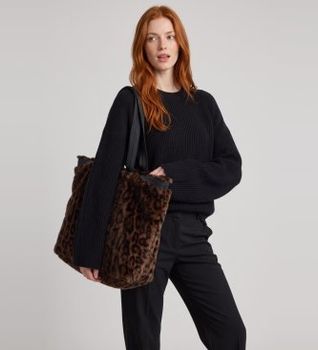 Bellerose para mujer. BW262826 F2625 Bolso tote Jommie marrón (OSFA), Casual, Animal print, Poliéster