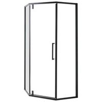 cabina de ducha de vidrio templado transparente con puerta abatible 90 x 90 x 190 cm negro tocantins