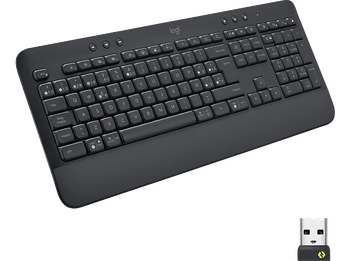 Teclado inalámbrico - Logitech Signature K650, Bluetooth, USB, Reposamanos, numérico, Teclas de acceso directo, Windows, macOS, Negro