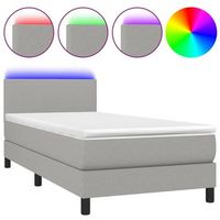 estructura de cama led con cabecero con somier colchon 80x200cm tela gris claro tdl0209507