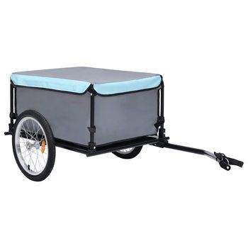Remolque Para Bicicletas Gris Y Azul 65 Kg Vidaxl