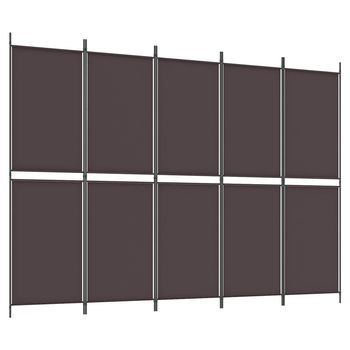 Biombo Divisor De 5 Paneles De Tela Marrón 250x180 Cm Vidaxl