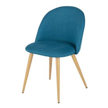Silla de comedor de tela reciclada azul petróleo