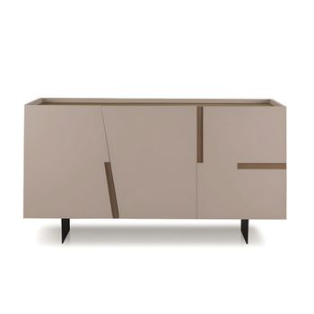 Aparador moderno beige de 3 puertas, 160 x 50 cm, h 80 cm.