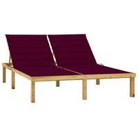 tumbona doble y cojines  rojo tinto madera pino impregnada vidaxl