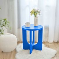 mesa auxiliar kysdajore 50xo40 cm con tablero redondo azul real encasa