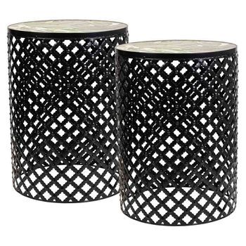Soportes Set 2 Pzas De Mosaico Y Forja Negro