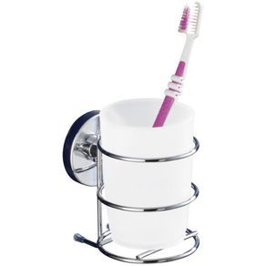 Wenko Vaso Higiene Dental Con Soporte Vacuum Loc Cromo 7,5x9,5x11,5 Cm