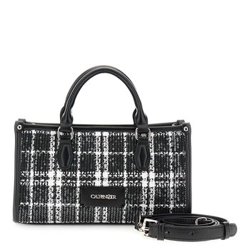 mini bolso en tejido de cuadros con lentejuelas black