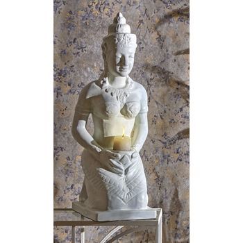 Figura Mujer Buda Arrodillada Beige 79 Cms. 32x32x79 Cms