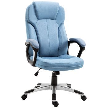 Silla De Oficina Ergonómica Azul Claro, Respaldo Alto Y Altura Ajustable, 66 × 75 × 110-120 Cm