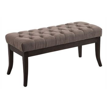 Banco con patas de madera y asiento en Tela Gris topo