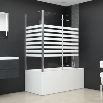 Mampara De Baño Vidrio Templado A Rayas 120x68x130 Cm Cfw78576