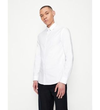 A|X Armani Exchange para hombre. 8NZCGBZ8ANZ0130 Camisa Básica blanco (XL), Casual, Algodón, Manga larga