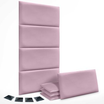 Dhome Juego De 8 Paneles Tapizados De Polipiel Premium Pack Autoadhesivos Para Pared Acústicos Absorbentes Protección (rosa, 50x30cm, X8)