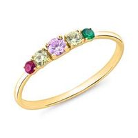 anillo de mujer de plata 925 chapada en oro circonita cubica de colores