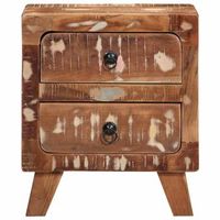 mesita de noche 2 uds  mesilla de noche 40x32x46 cm madera maciza reciclada