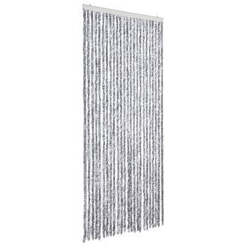 Cortina Antimoscas Chenilla Blanco Y Gris 100x230 Cm Vidaxl