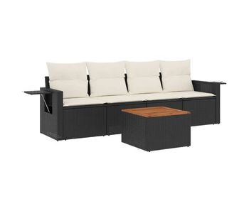 Vidaxl set de muebles de jardín 5 pzas y cojines ratán sintético negro