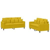 juego de sofas con cojines 2 piezas terciopelo amarillo vidaxl