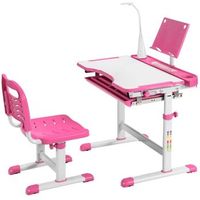mesa infantil juego de escritorio infantil con soporte para libros y luz led para ninos y ninas color rosa