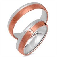 alianzas 14 quilates oro rojo-blanco 2 diamantes