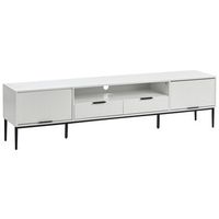 mueble tv moderno con puertas gestion de cables de mdf patas metalicas blanco leduc