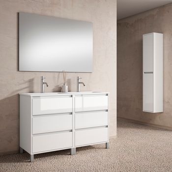 Mueble Jade 140 Cm 6c 2s, Blanco Brillo. Pack Mueble + Lavabo.