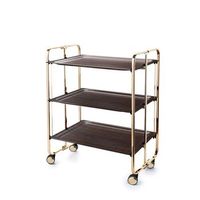 carrito auxiliar plegable bauhaus dorado con ruedas r 3 niveles y 3 posicioneswengue