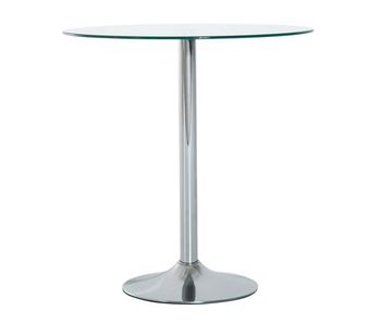 Mesa de comedor redonda para 2 personas mesa de cocina moderna con superficie de vidrio templado para salón plateada