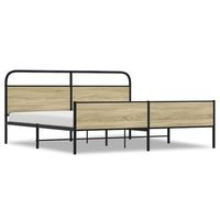 cama matrimonial  cama para adultos  estructura de cama sin colchon metal roble sonoma 183x213 cm