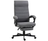 vinsetto silla de escritorio reclinable silla de oficina giratoria con altura ajustable respaldo angulo inclinado reposapies retractil y reposabrazos silla para estudio carga 120 kg gris