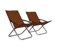 vidaxl sillas de playa plegables 2 unidades tela marron