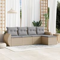 conjunto de sofas jardin con cojines 5 uds  mueble jardin mesa y sillas ratan sintetico beige cfw491110
