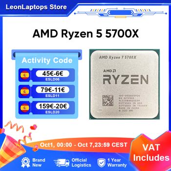 Procesador AMD Ryzen 7 5700X R7 5700X 4,6 GHz 8 núcleos 16 hilos 65W CPU 7NM L3 = 32M Socket AM4 procesador para juegos pero sin enfriador